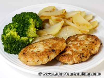 Ground Chicken Cutlets with Fried Potatoes and Broccoli