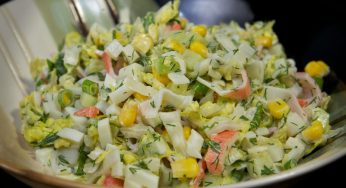 Crab Sticks Salad with Napa and Cucumber