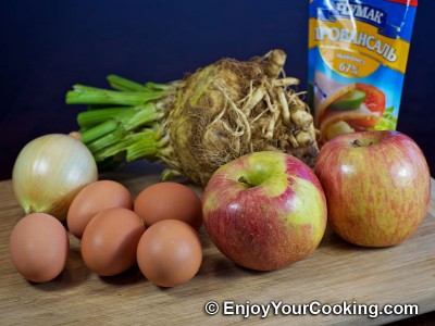Celery Root Salad with Apples and Eggs Recipe: Step 1