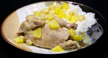 Chicken Roast with Pineapples, Bananas and White Wine Sauce