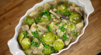 Brussel Sprouts with Mushrooms and Onions