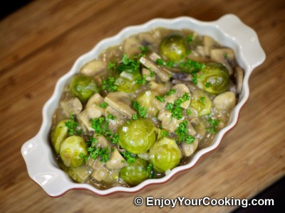 Brussel Sprouts with Mushrooms and Onions