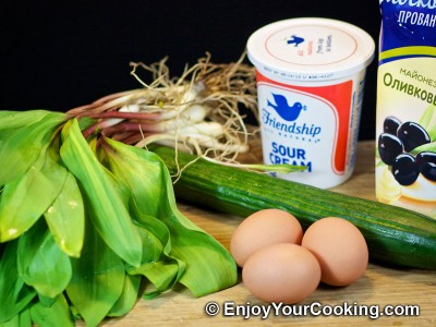 Ramps Spring Salad with Eggs and Cucumbers Recipe: Step 1