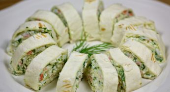 Tortilla Rolls with Crab Sticks and Cheese