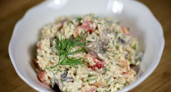 Shrimps, Mushroom and Rice Salad